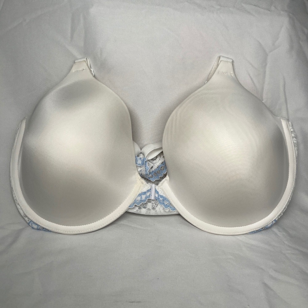Maidenform 032495 White Blue Lace Front Close Racerback Underwire Bra 40D